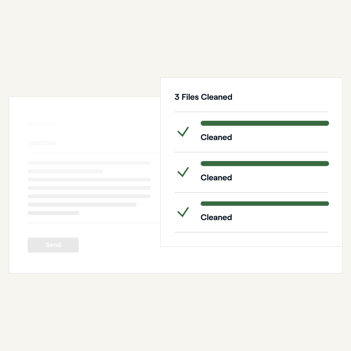 Draftable Clean interface showing files cleaned