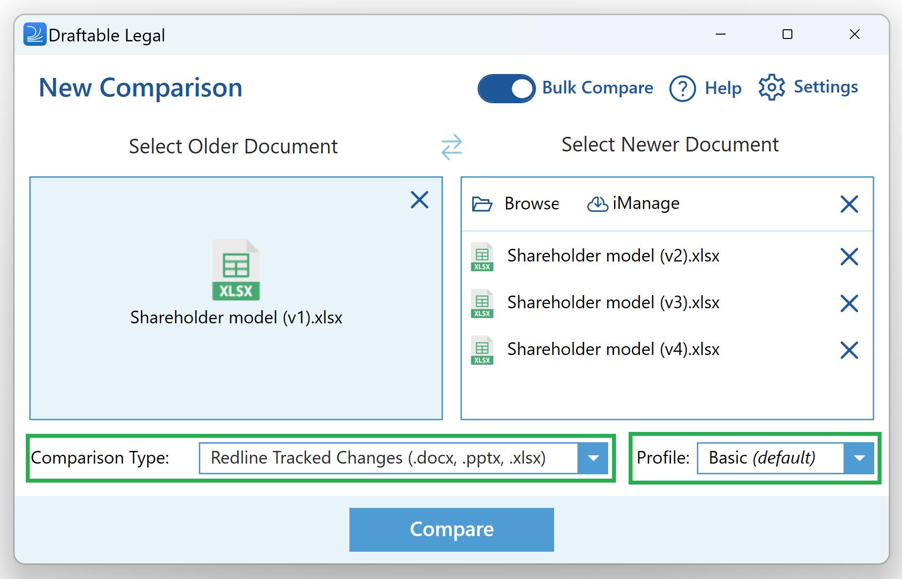 Compare Excel Files with Draftable Legal