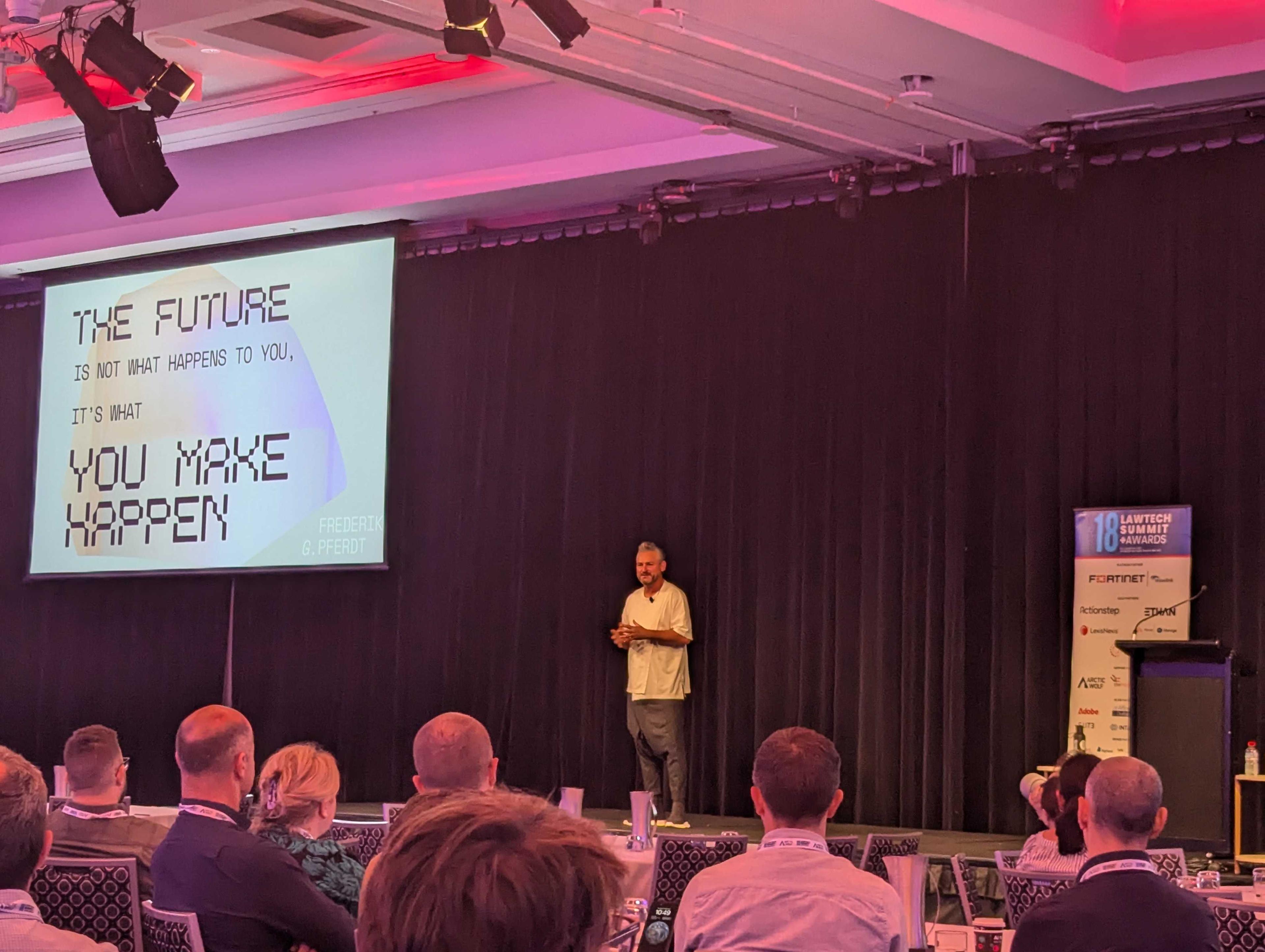 Dr. Frederick Pferdt speaking at the 18th Lawtech Summit