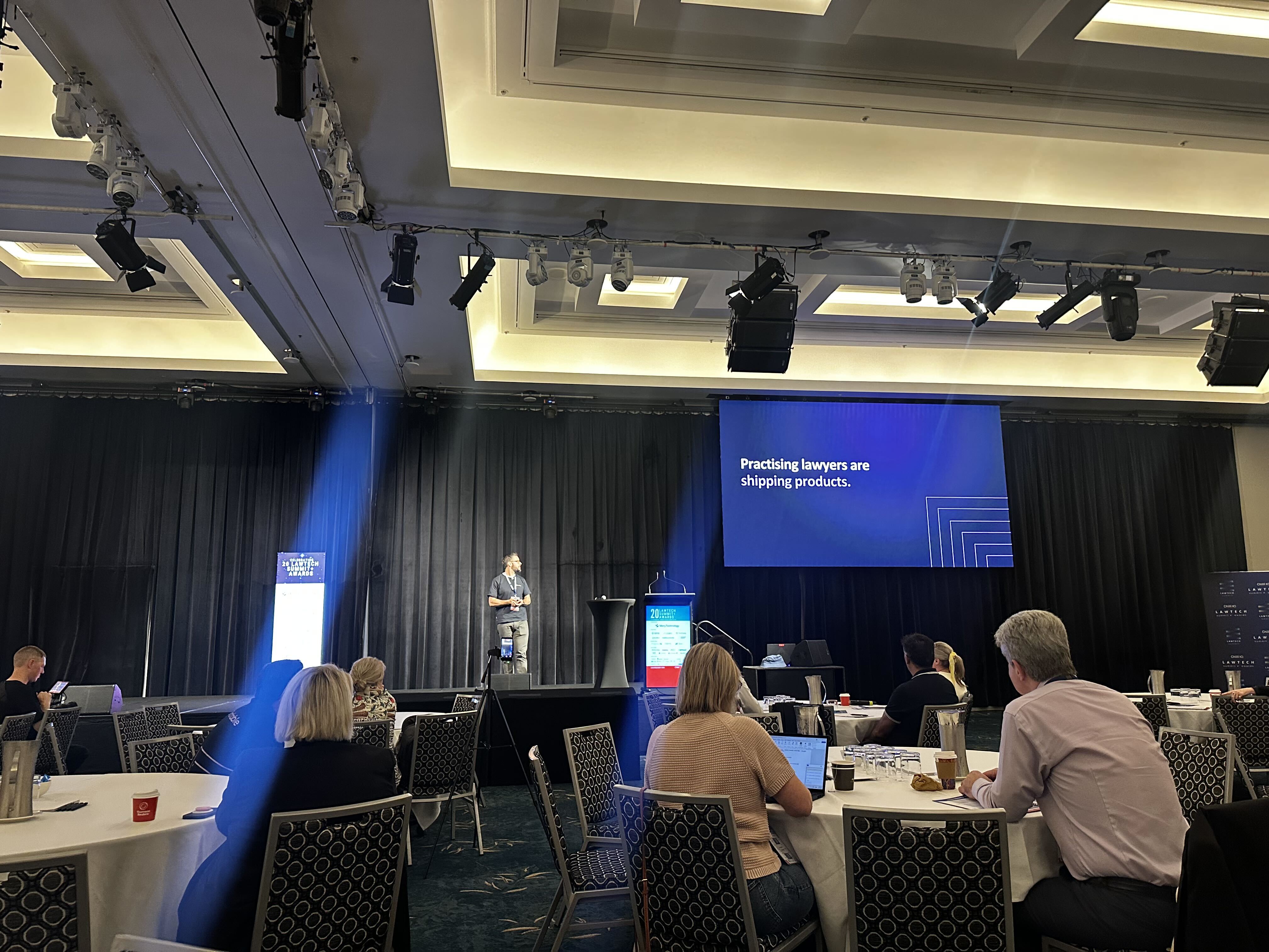 Caspar presenting on open-source legal tools at the Lawtech Summit on the Gold Coast
