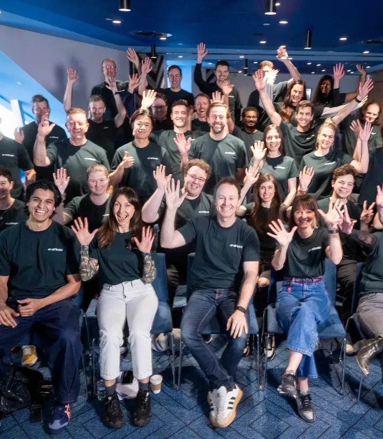 Large Draftable team group photo, celebrating